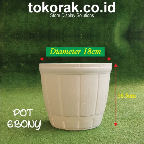 POT BUNGA EBONY 22 POT MOTIF GENTONG KAYU PUTIH TAWON PIRUS GUCI